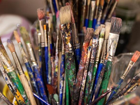 Close up of paintbrushes