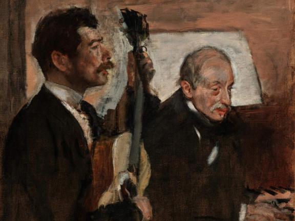 Edgar Degas, Degas's Father LIstening to Lorenzo Pagans Playing the Guitar, about 1869-72
