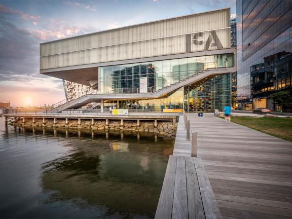 A photo of the exterior of the Institute of Contemporary Art in Boston, MA
