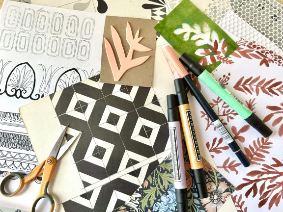 Surface pattern designs examples on workspace