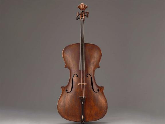 Photograph of a bass viol.