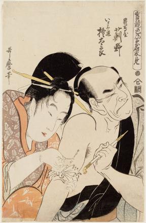 Illustration of woman and man with paint brush