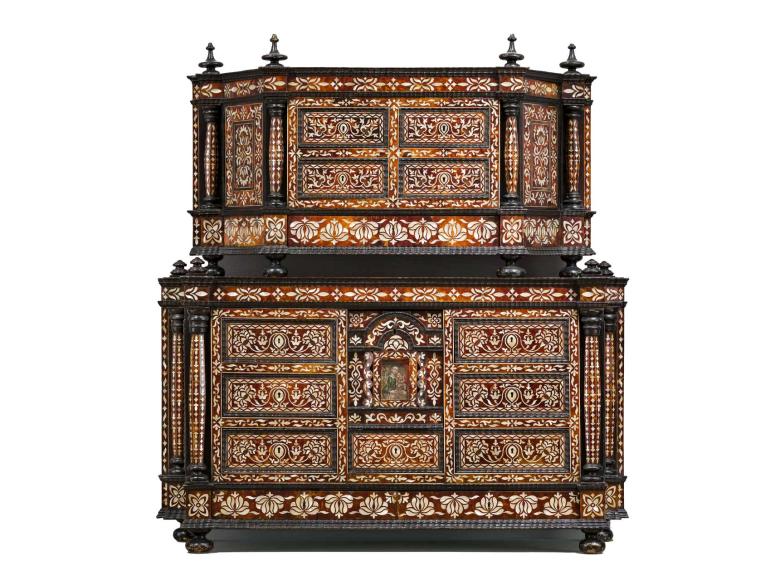 dark brown cabinets with inlay
