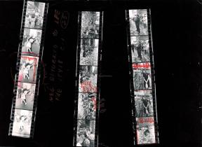 Three contact sheets from photographer Alfred Eisenstaedt lay against a black background.