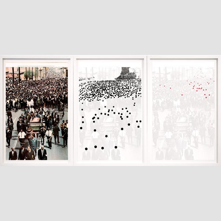 An analysis of one photo split into a set of three prints.