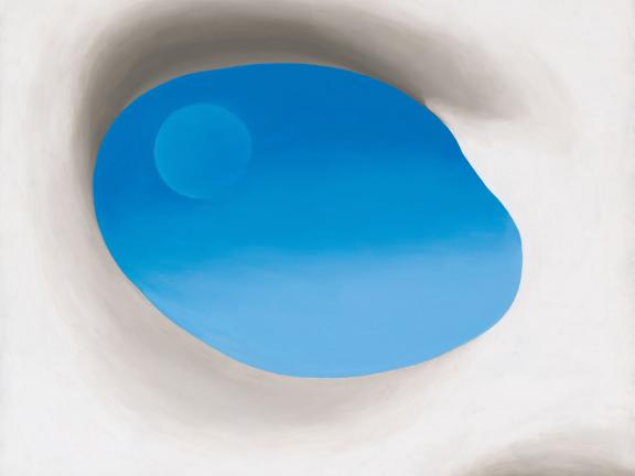 A painting of a blue oval 