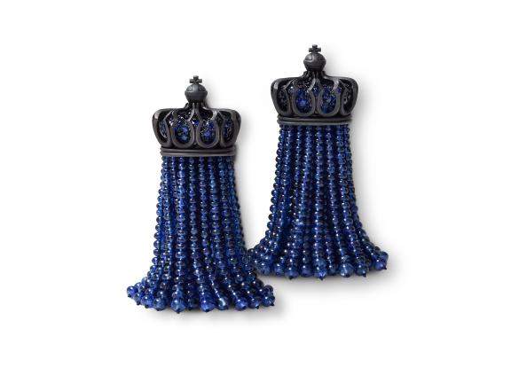 A pair of blue beaded earrings. 